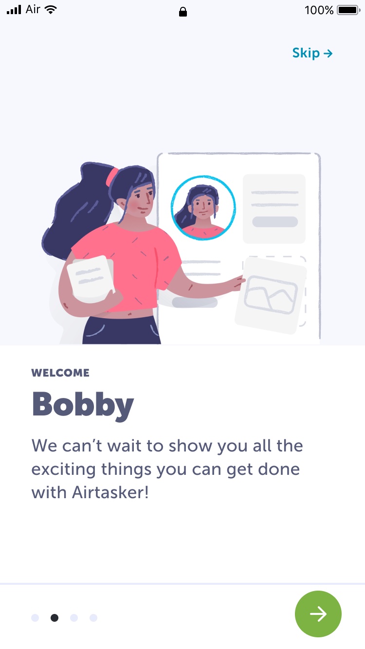 Airtasker Welcome mobile